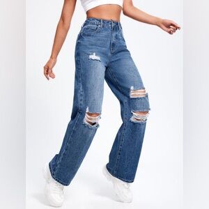 Wild Fable High-Waist Distressed Wide-Leg Jeans